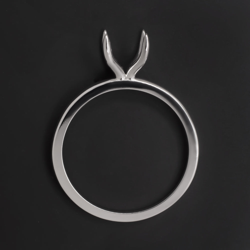 SOLITAIRE ENGAGEMENT RING SETTING 6.5mm ROUND CUT WHITE GOLD SEMI MOUNT CLASSIC